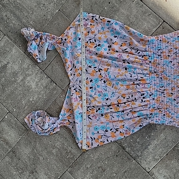 Ramy Brooke Printed Angelina Dress Floral Smocked Waist Ruffle Straps Sz L - Picture 7 of 11